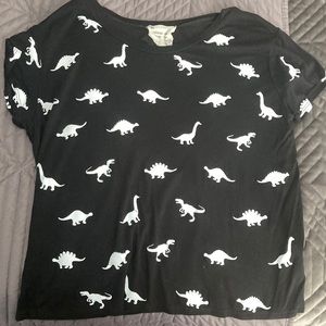 Black and White Dinosaur T-Shirt (Size S)